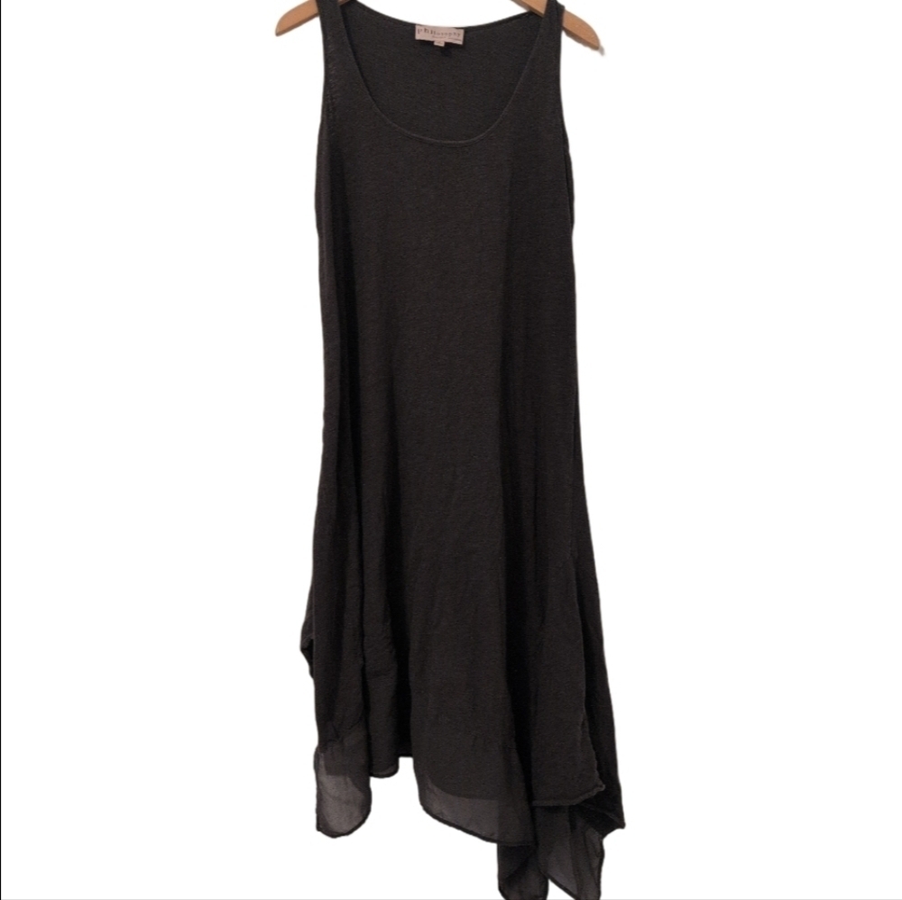 Philosophy Dark Brown Cotton Knit Asymmetrical Sleeveless Maxi Dress Sz Small